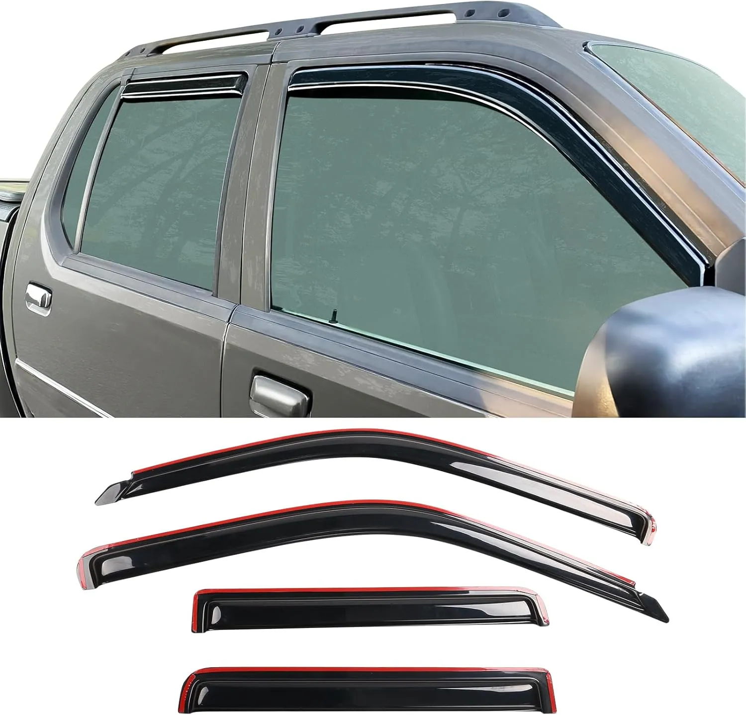 in Channel Window Visors Compatible with 1991-2005 Ford Explorer & Explorer Sport Trac & Mercury Mountaineer, Sun Rain Guard Smoke Slim Style Sun Rain Wind Guards Wind Deflector 4Pcs by IKON