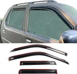 in Channel Window Visors Compatible with 1991-2005 Ford Explorer & Explorer Sport Trac & Mercury Mountaineer, Sun Rain Guard Smoke Slim Style Sun Rain Wind Guards Wind Deflector 4Pcs by IKON