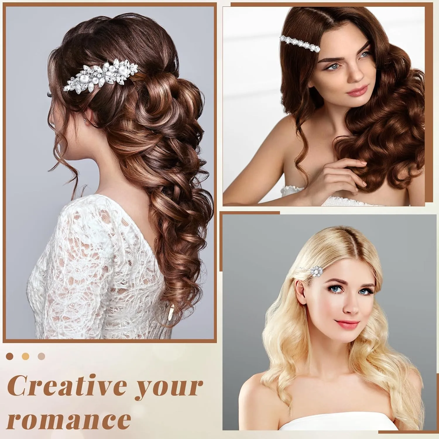 Janinka Rhinestone Hair Accessories for Wedding: Bridal Hair Pins, Crystal Bobby Pins, Silver Hairpin Barrettes, and Elegant Leaf Flower Accents for Women and Girls