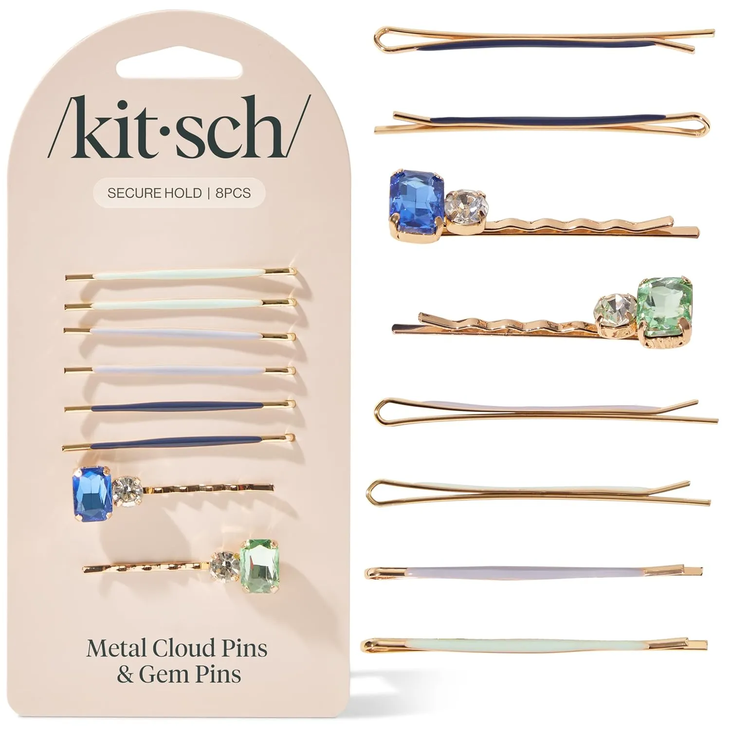 Kitsch Gem Bobby Pins for Women - Stylish Rhinestone Hair Accessories | Elegant Hair Pins Decorative for Styling | Bobby Pin Set - Garden Bouquet, 8pcs