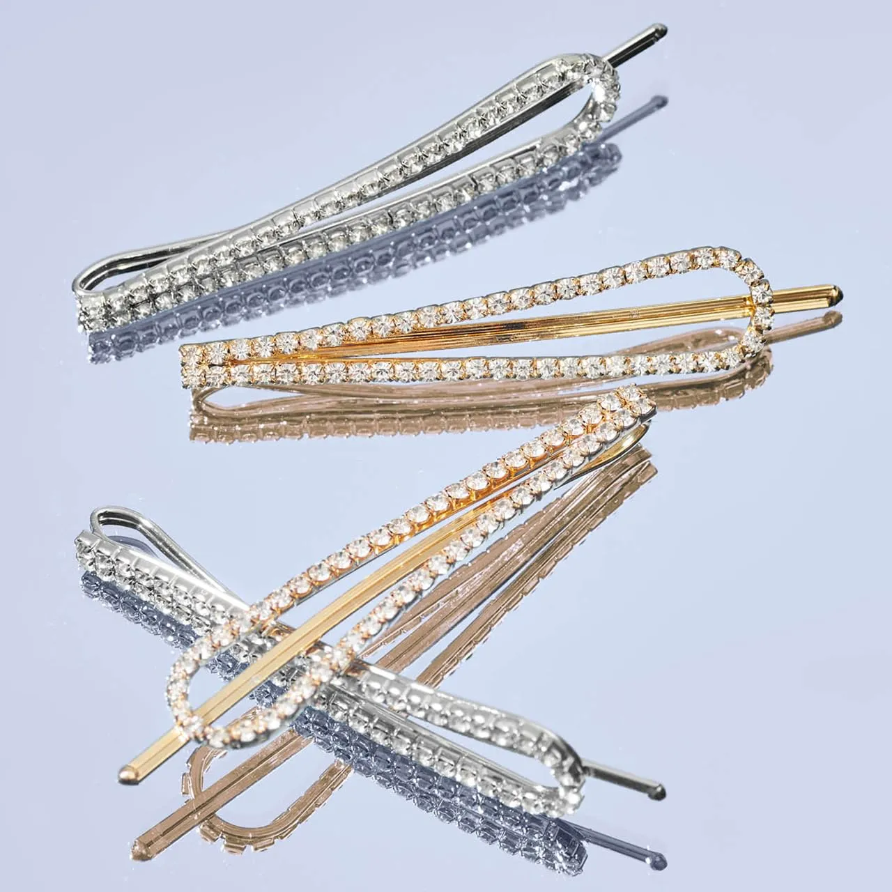 Kitsch Rhinestone Silver and Gold Hair Accessories for Women, Stylish Hair Gems | Decorative Bobby Pins for Weddings, Party, Prom, Events or Everyday Look - Set of 4