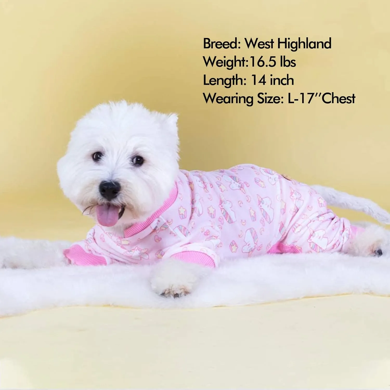 KYEESE Dog Pajamas Velvet Dog Pajamas Small Sized Dogs Soft Dogs Clothes Pjs with Pink Unicorn Pattern Stretchy Pet Jammies Coat Comfy Pet Onesie Costume, X-Large