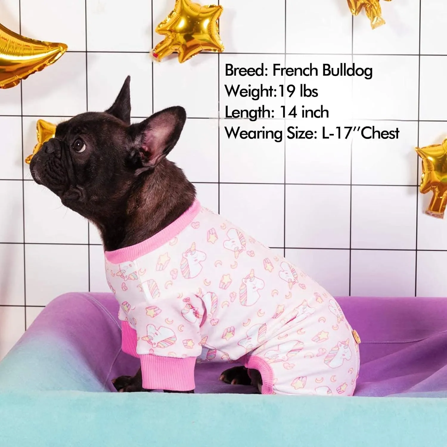 KYEESE Dog Pajamas Velvet Dog Pajamas Small Sized Dogs Soft Dogs Clothes Pjs with Pink Unicorn Pattern Stretchy Pet Jammies Coat Comfy Pet Onesie Costume, X-Large