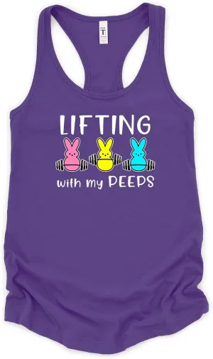 Lifting with My Peeps Easter Workout Tank Top for Women