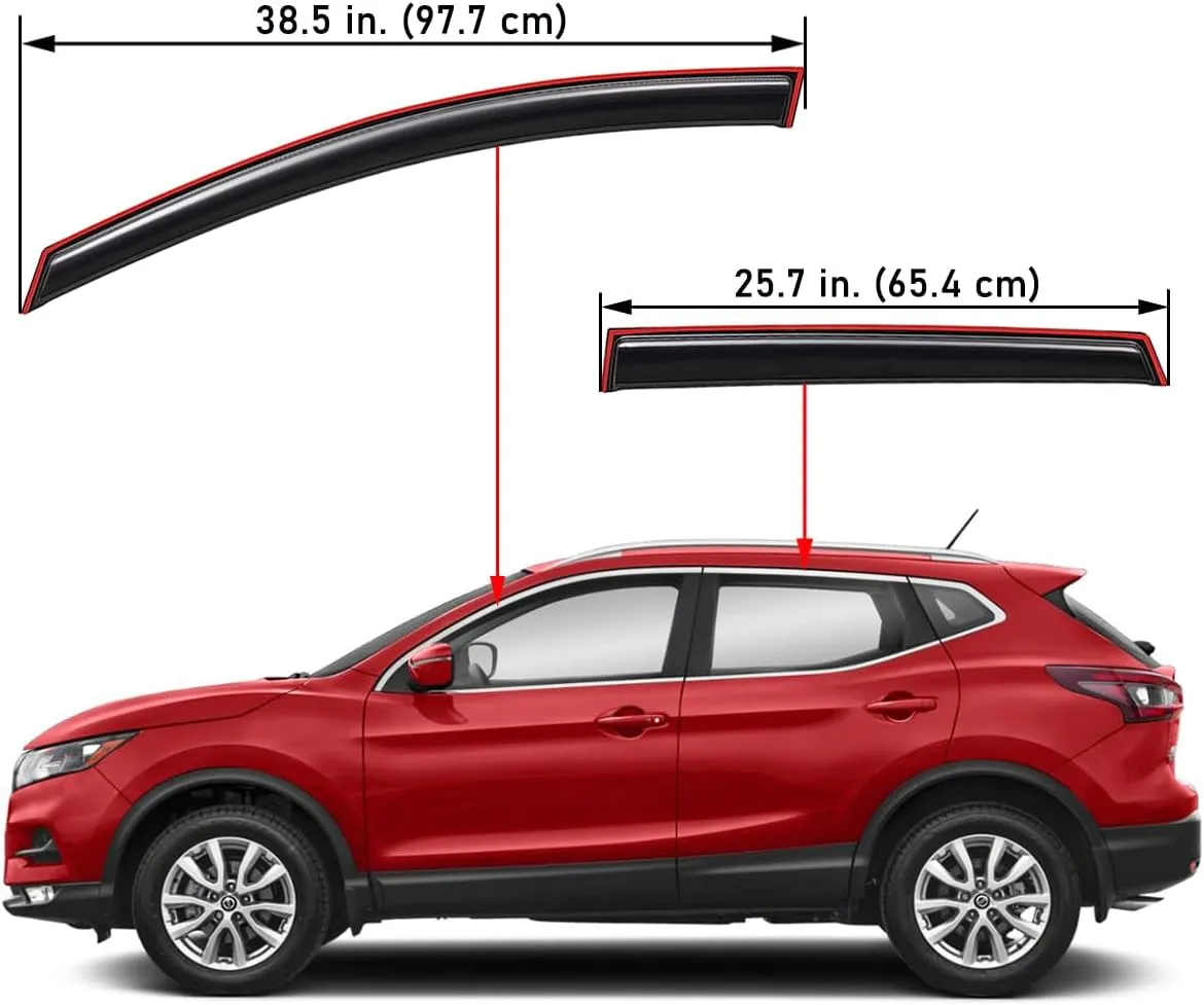 Lightronic Extra Durable Clip-on in-Channel Auto Vent Window Visor, Fits 2017-2022 Nissan Rogue Sport, UV Protection Rain Guard, Original Window Deflector, No-Drill Easy Install, Dark Smoke, 4-Pcs