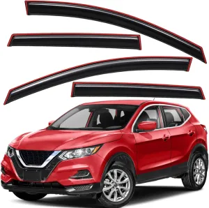 Lightronic Extra Durable Clip-on in-Channel Auto Vent Window Visor, Fits 2017-2022 Nissan Rogue Sport, UV Protection Rain Guard, Original Window Deflector, No-Drill Easy Install, Dark Smoke, 4-Pcs