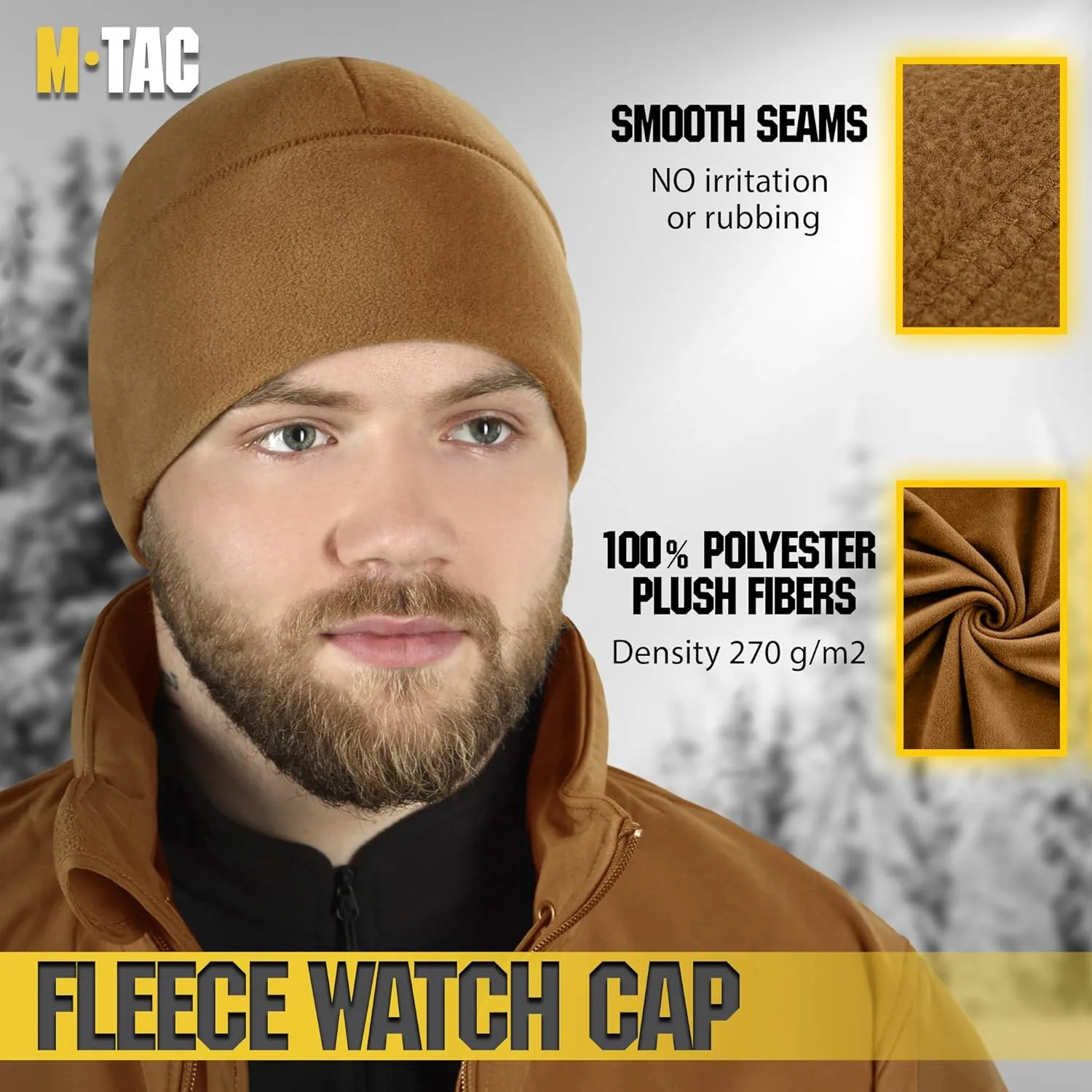 M-Tac Fleece Watch Cap - Tactical Beanie Hat Winter Skull Cap with Slimtex