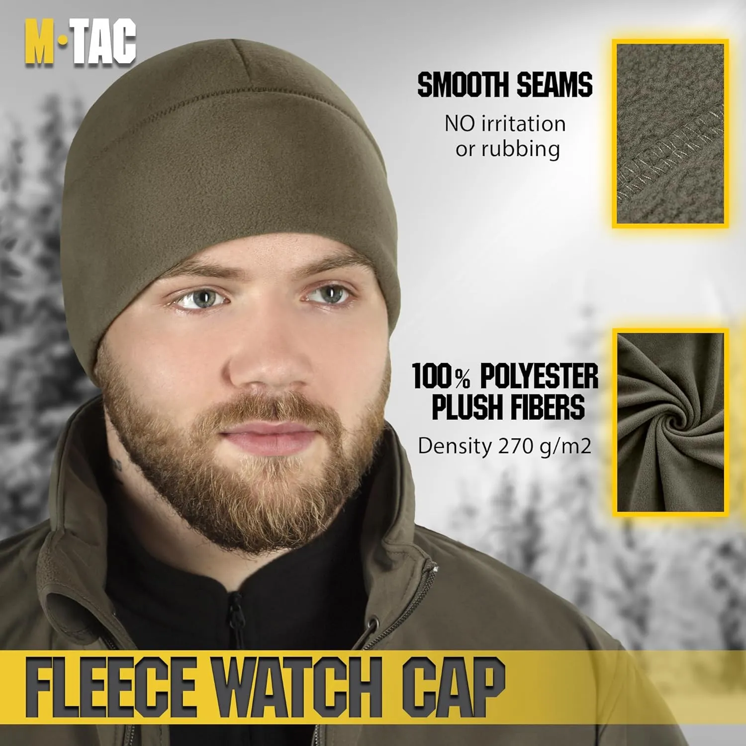 M-Tac Fleece Watch Cap - Tactical Beanie Hat Winter Skull Cap with Slimtex