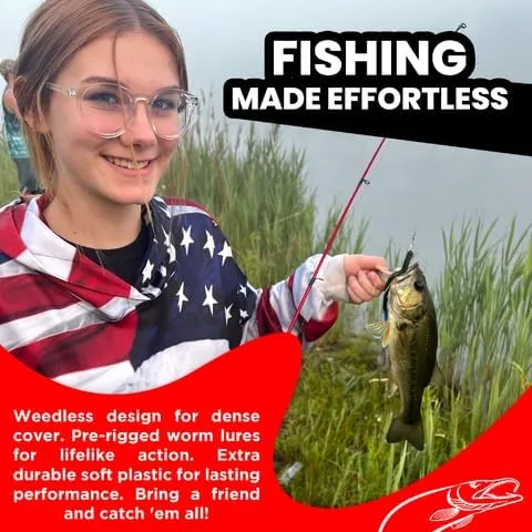Made in USA Weedless Pre-Rigged Fishing Lures Bass Set, Pike, and Anything in Between - USA - Extra Durable Soft Plastic Swimbaits for Bass Fishing Lures - 5 PCS Bass Baits and Lures Pack(Variety)