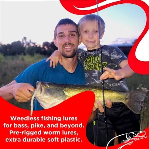 Made in USA Weedless Pre-Rigged Fishing Lures Bass Set, Pike, and Anything in Between - USA - Extra Durable Soft Plastic Swimbaits for Bass Fishing Lures - 5 PCS Bass Baits and Lures Pack(Variety)