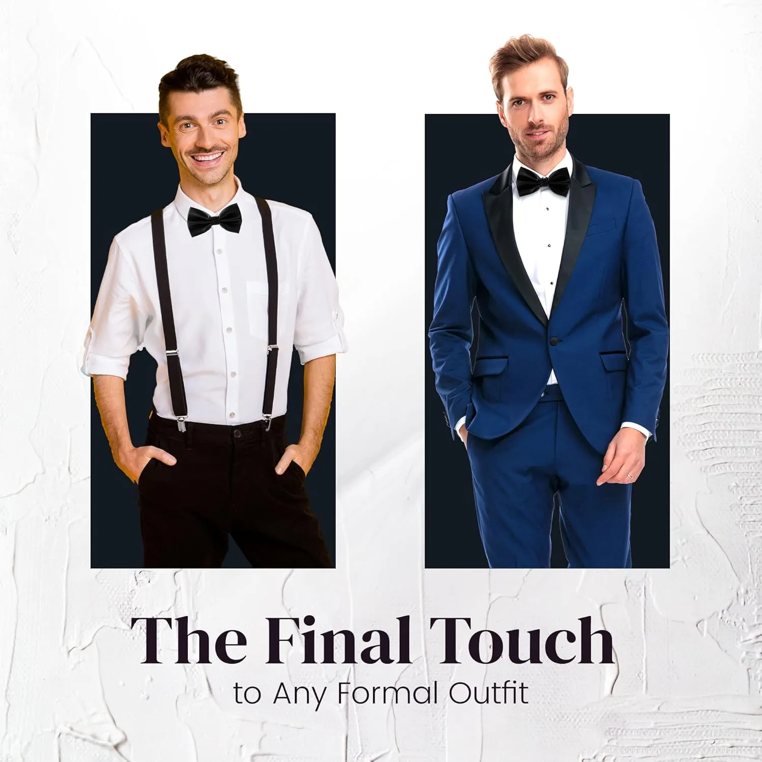 Man of Men Bow Ties for Men Pre-Tied Formal Tuxedo Bowtie - Adjustable Length - Huge Variety Colors Available