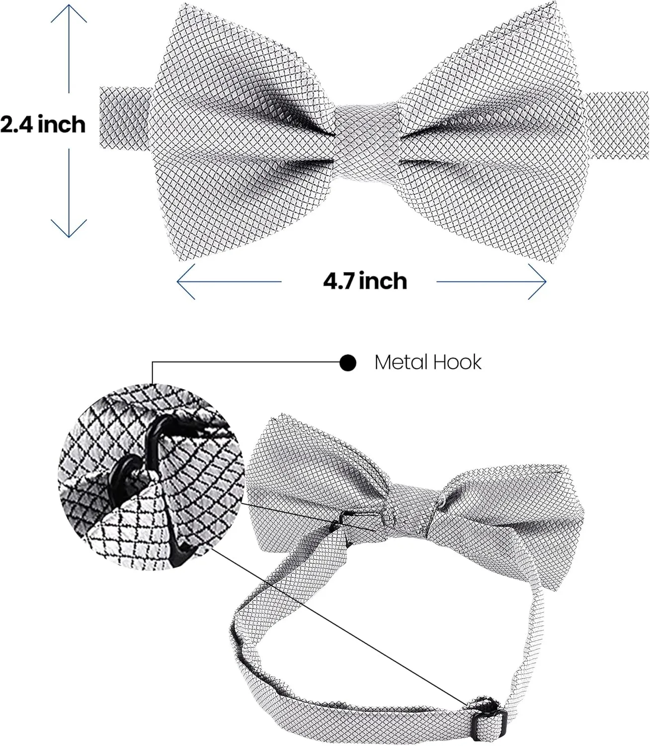 Man of Men Bow Ties for Men Pre-Tied Formal Tuxedo Bowtie - Adjustable Length - Huge Variety Colors Available