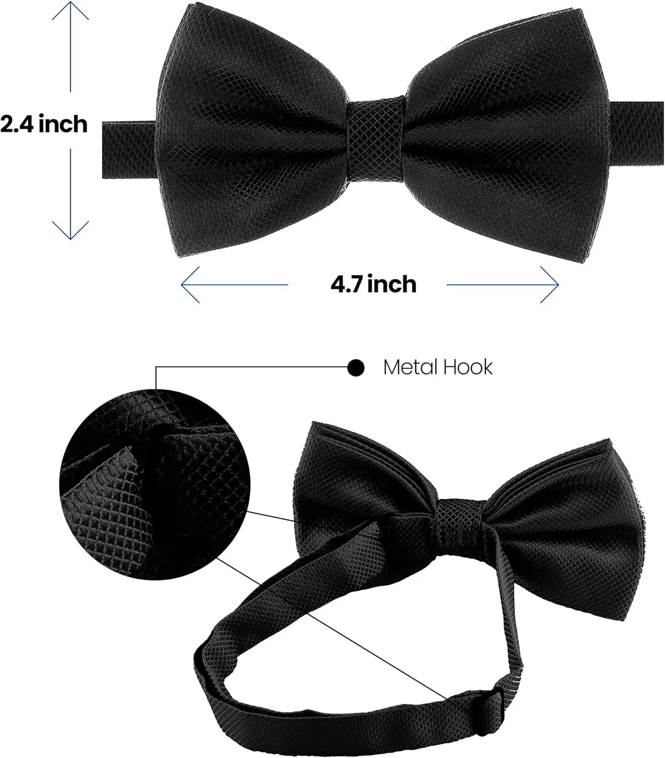 Man of Men Bow Ties for Men Pre-Tied Formal Tuxedo Bowtie - Adjustable Length - Huge Variety Colors Available