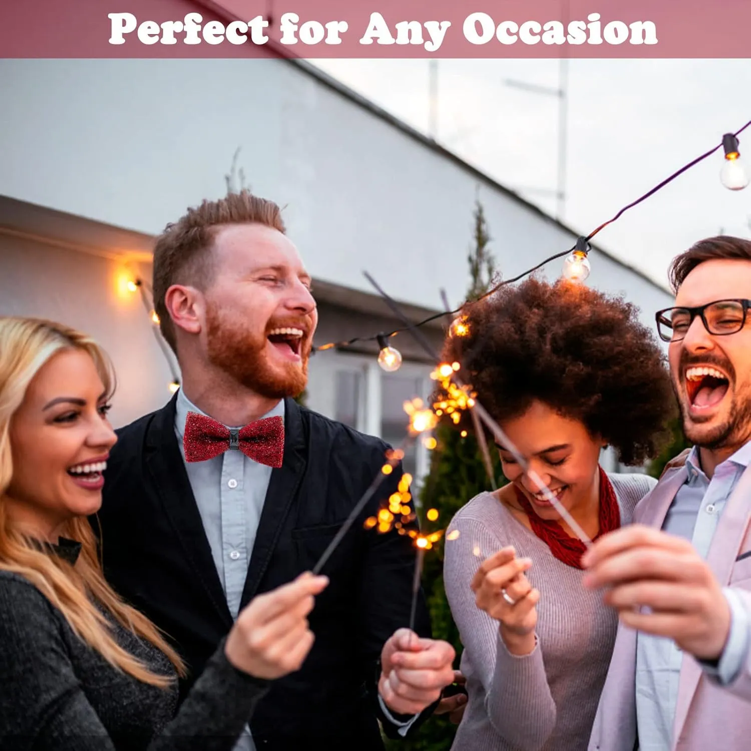 Mantieqingway Bow Ties for Men, Pre Tied Sequin Diamond Bowties with Adjustable Length for Party Wedding Banquet