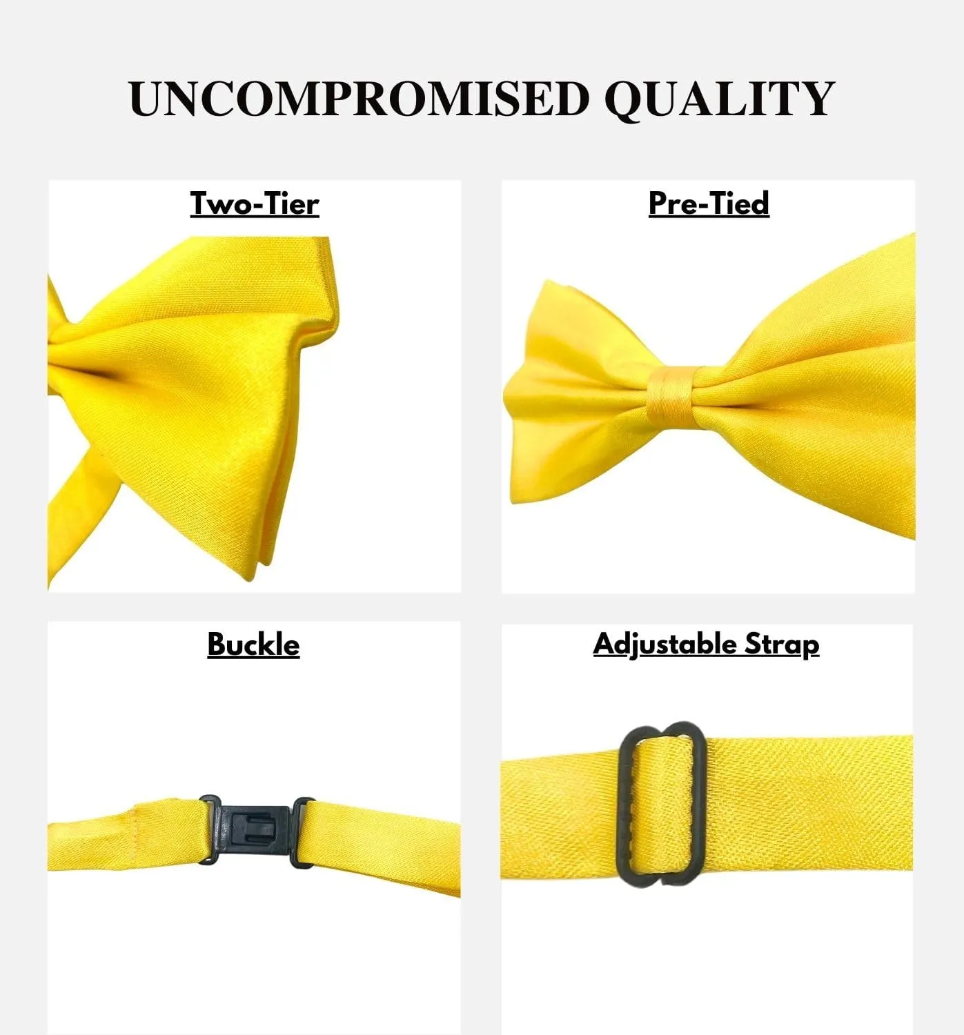 MDSTYLE Bow Ties for Men Pre-Tied Adjustable - Classic Men's Bow Tie - Tuxedo Wedding Formal Bowtie Solid Color Bowties