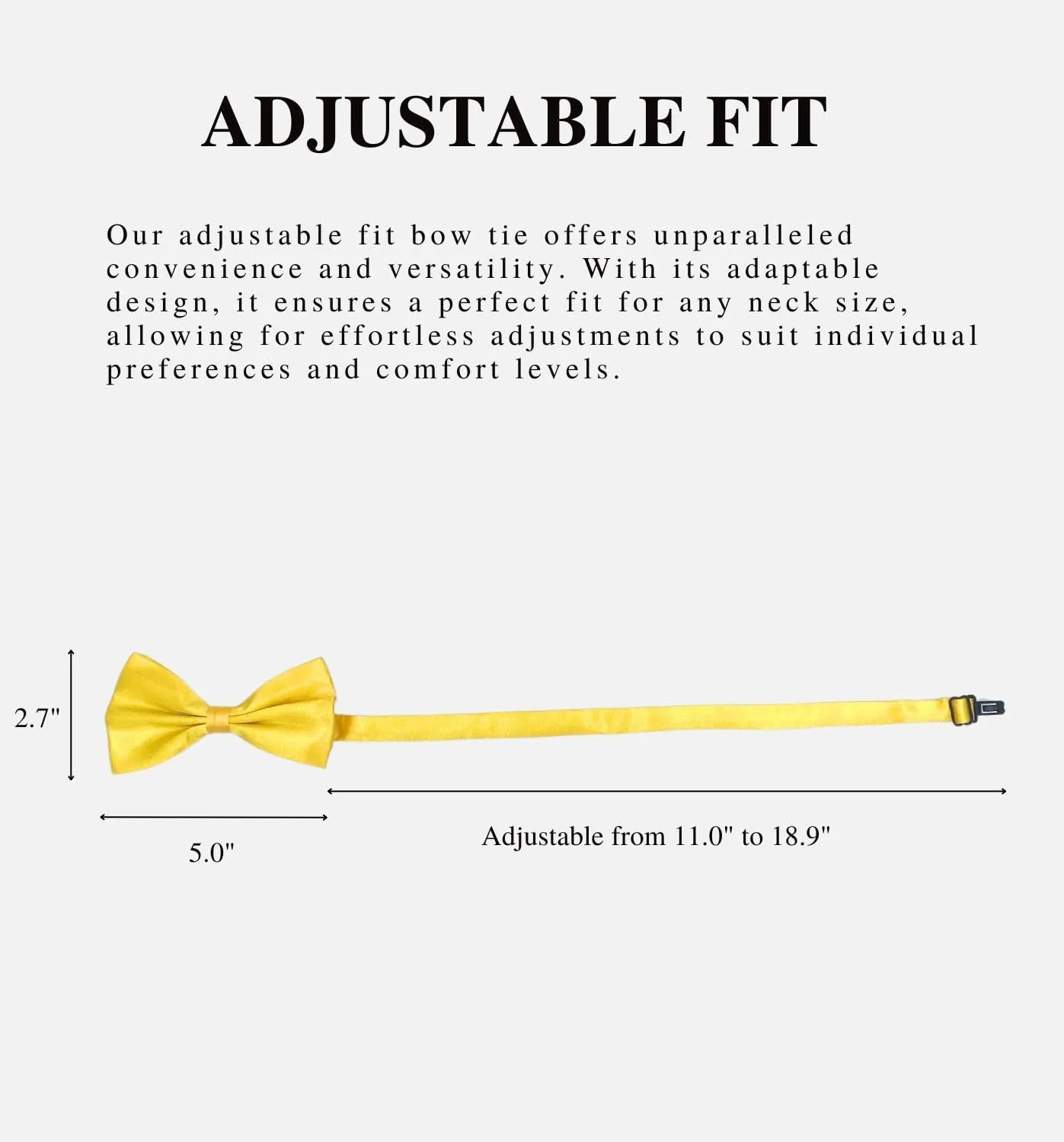 MDSTYLE Bow Ties for Men Pre-Tied Adjustable - Classic Men's Bow Tie - Tuxedo Wedding Formal Bowtie Solid Color Bowties