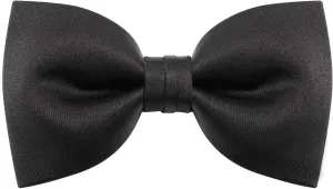 Mens Black Bow Tie Matte Satin Silk Adjustable Solid Pre-tied Bow Ties for Men with Gift Box