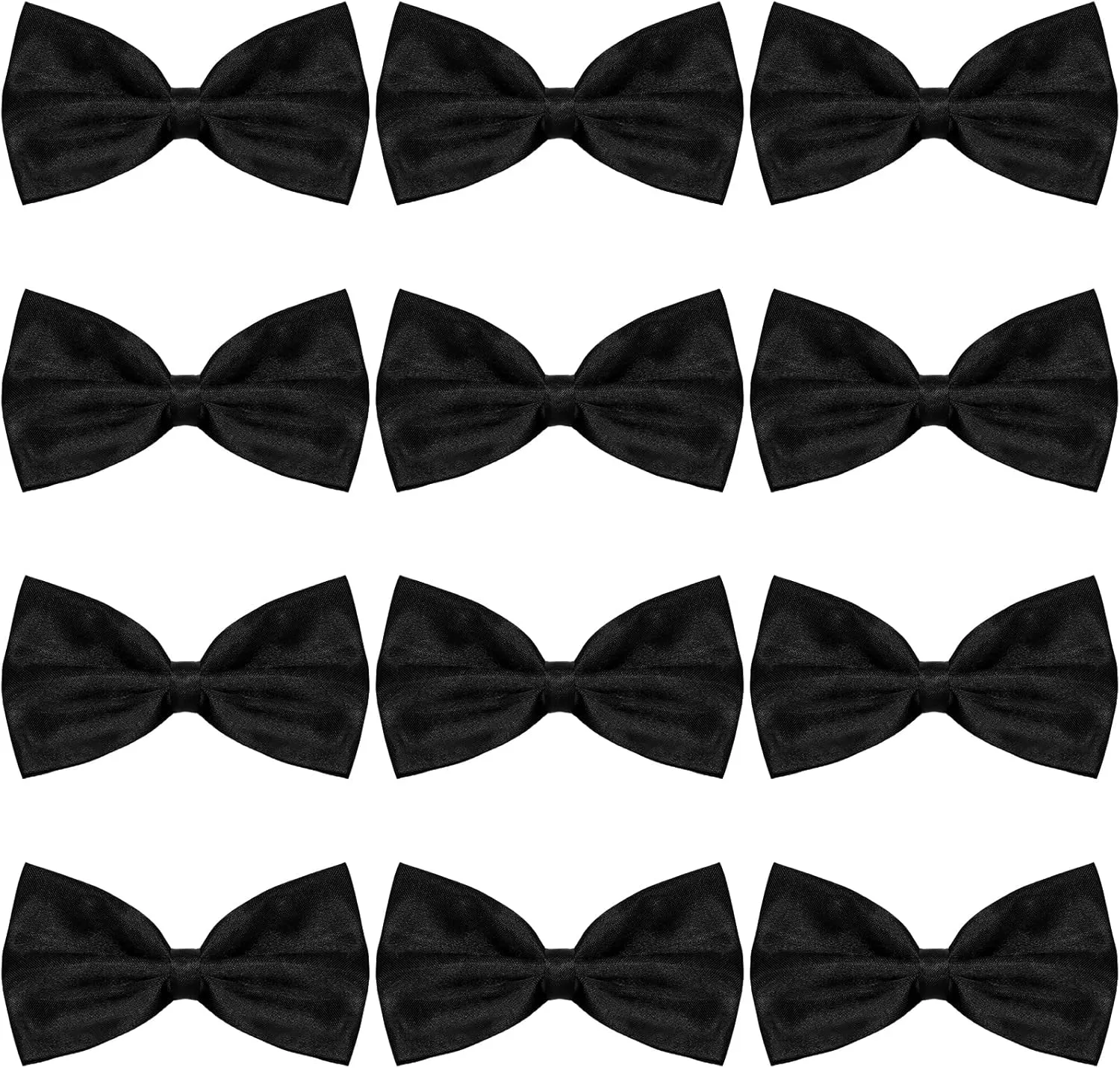 Men's Bowtie Formal Satin Solid Neck Bowtie 6/12 Pack Black Tuxedo Bowtie Set Pre-tied Adjustable Neck Band Wedding