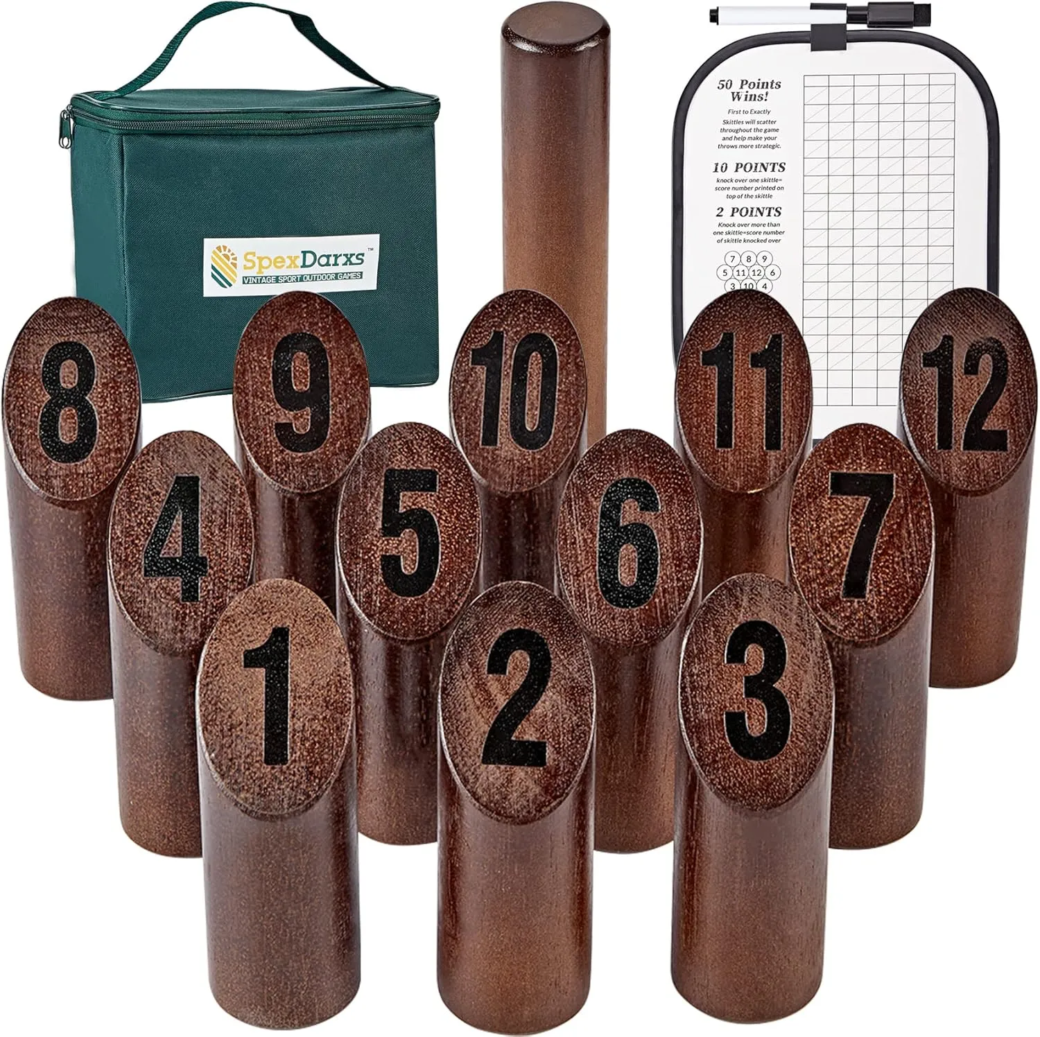 Numbered Block Tossing Game, Wooden Throwing Game Set with Scoreboard & Carrying Bag, Outdoor Backyard Lawn Game for Teens and Adults