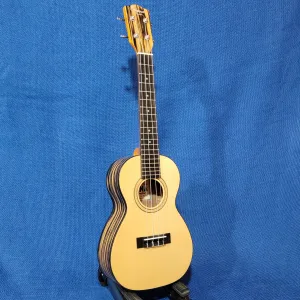 Ohana Concert CK-70BWE Solid Spruce Top / Laminate Black & White Ebony Ukulele s685
