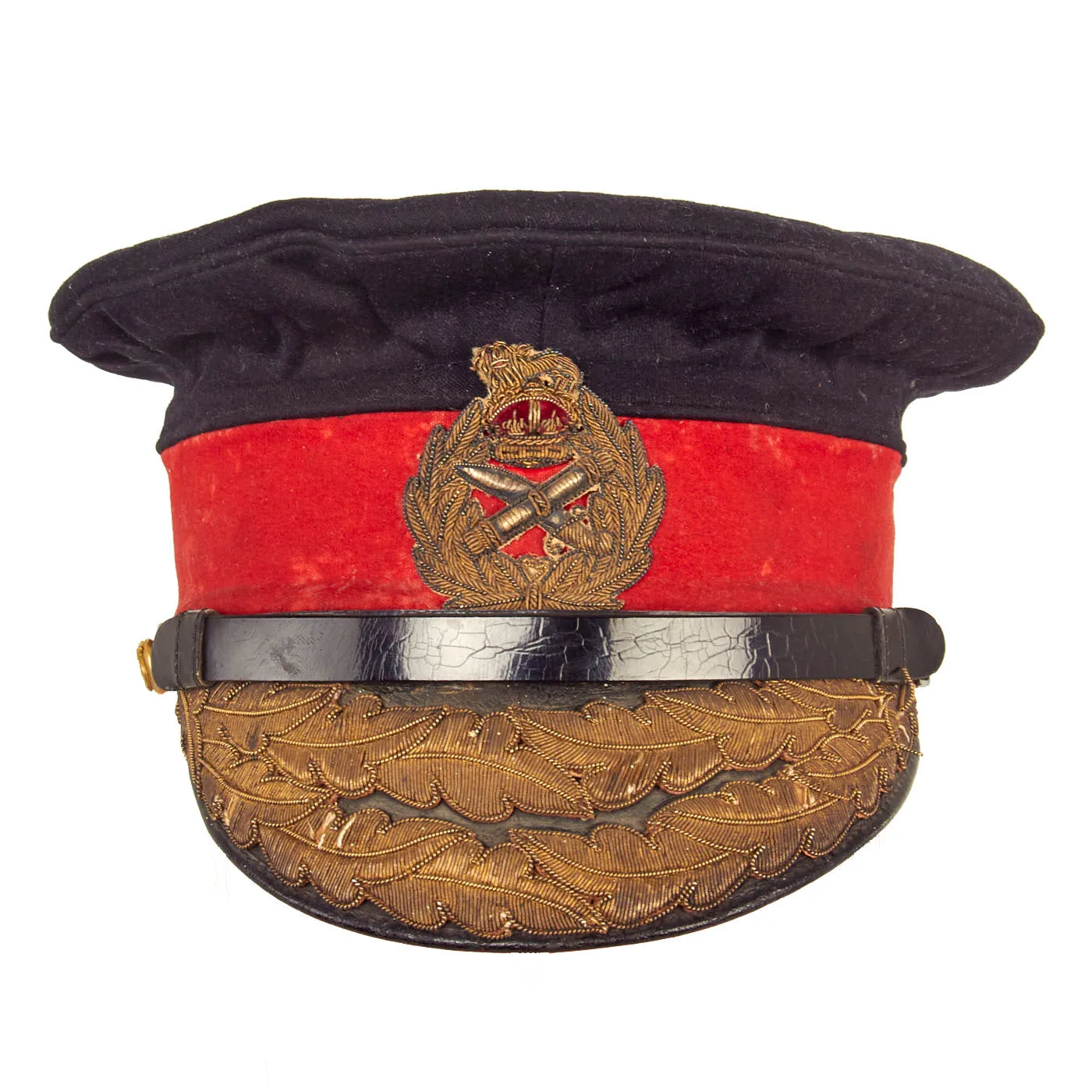 Original British WWI British Royal Army Named General Officer’s “Dress No. I” Peaked Visor With White & Khaki Covers