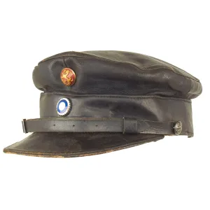 Original Finland WWII Finnish White Guard “Civil Guard” Voluntary Militia Leather Visor Cap