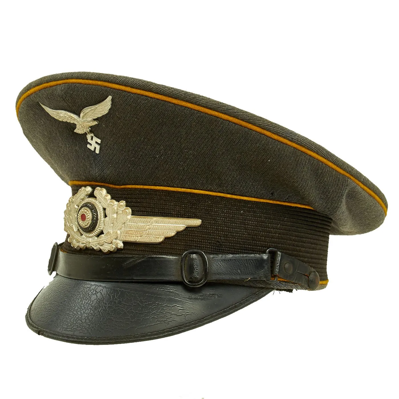 Original German WWII 1939 dated Luftwaffe Flight Branch EM-NCO Visor Cap by Kürschner & Mützenmacher - Size 54