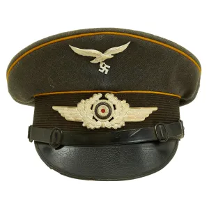 Original German WWII 1939 dated Luftwaffe Flight Branch EM-NCO Visor Cap by Kürschner & Mützenmacher - Size 54