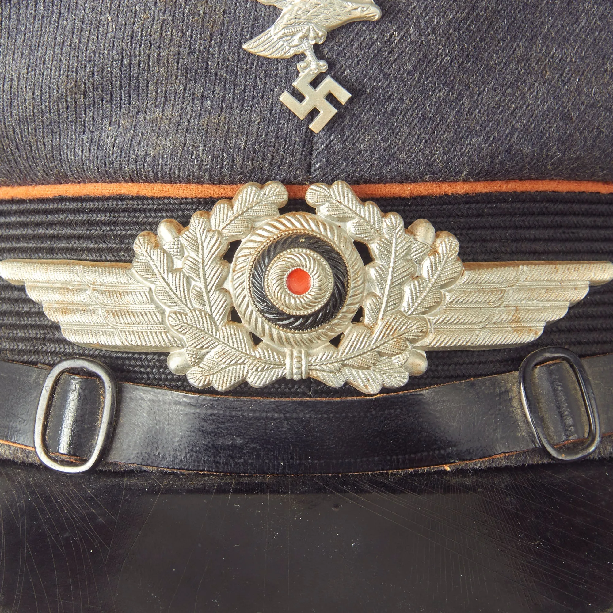 Original German WWII 1939 dated Luftwaffe Signals EM/NCO Visor Cap by Albert Kempf - Size 56 1/2