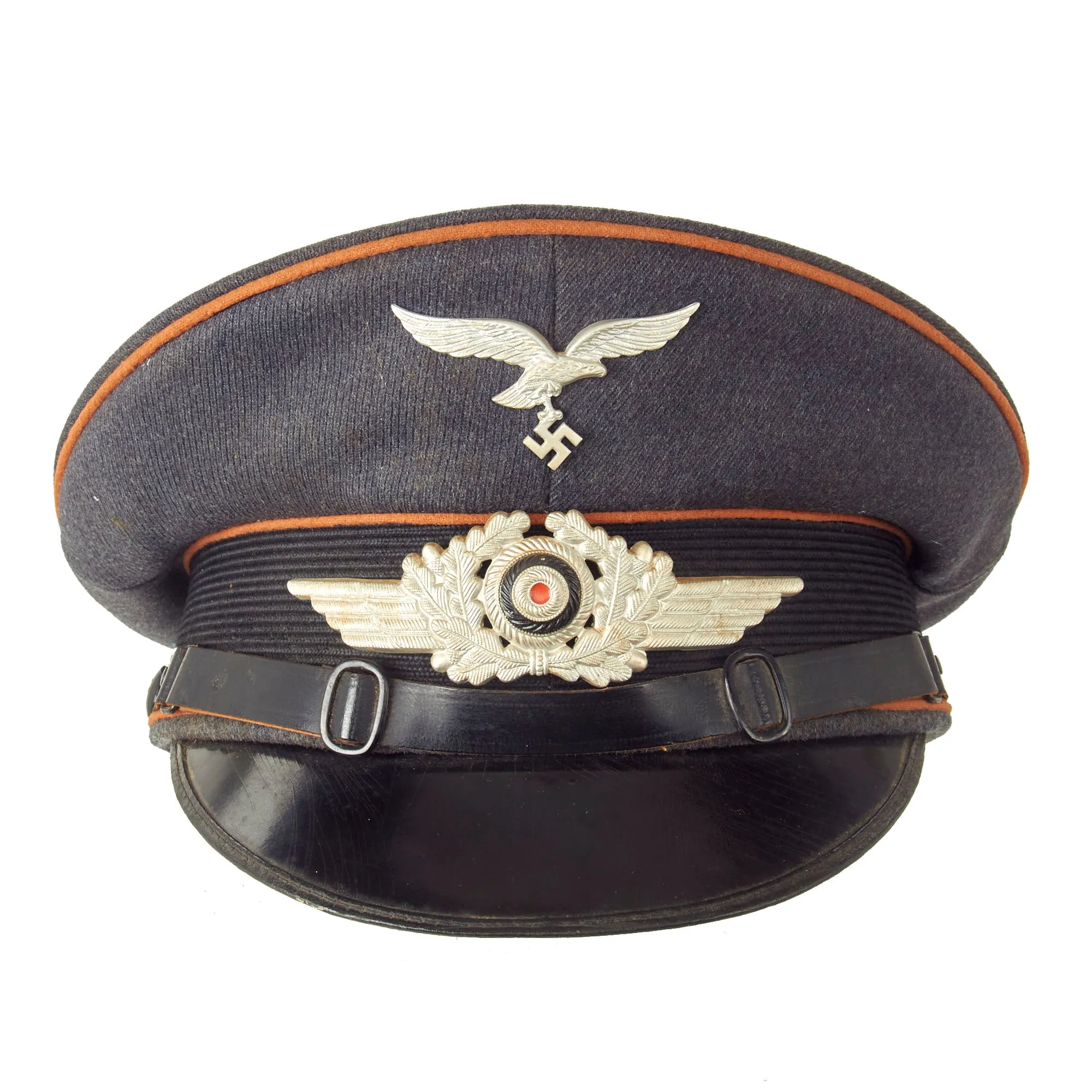 Original German WWII 1939 dated Luftwaffe Signals EM/NCO Visor Cap by Albert Kempf - Size 56 1/2
