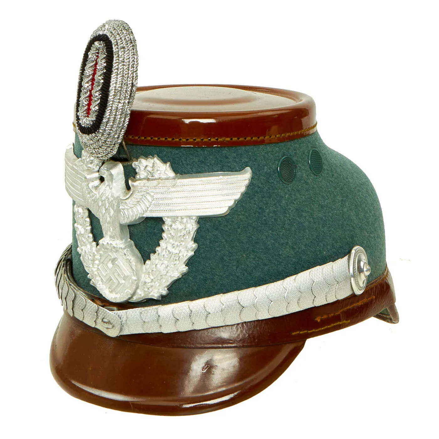 Original German WWII Late Pattern High End Metropolitan Police Shako with Chins Scales & Cockade