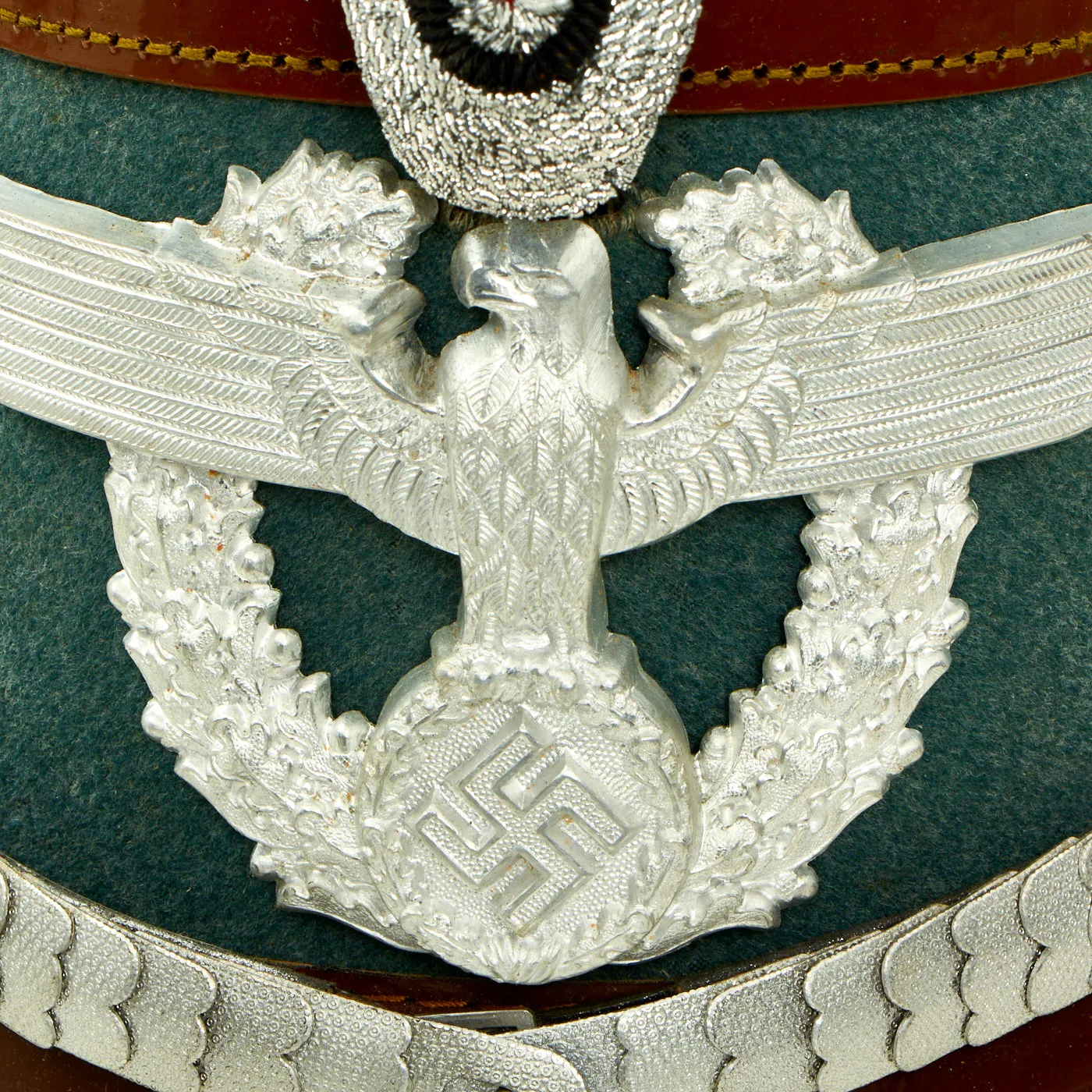 Original German WWII Late Pattern High End Metropolitan Police Shako with Chins Scales & Cockade