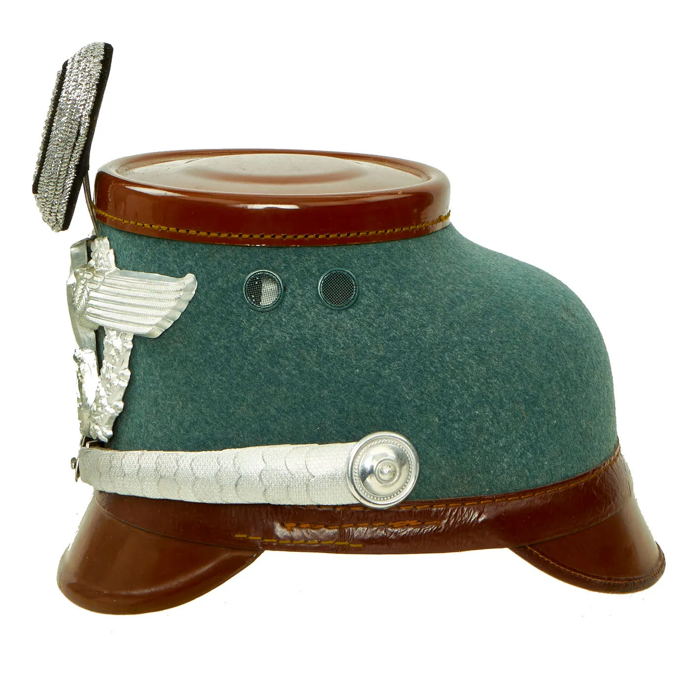 Original German WWII Late Pattern High End Metropolitan Police Shako with Chins Scales & Cockade