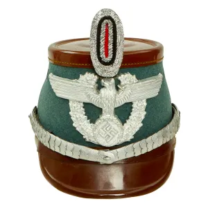Original German WWII Late Pattern High End Metropolitan Police Shako with Chins Scales & Cockade