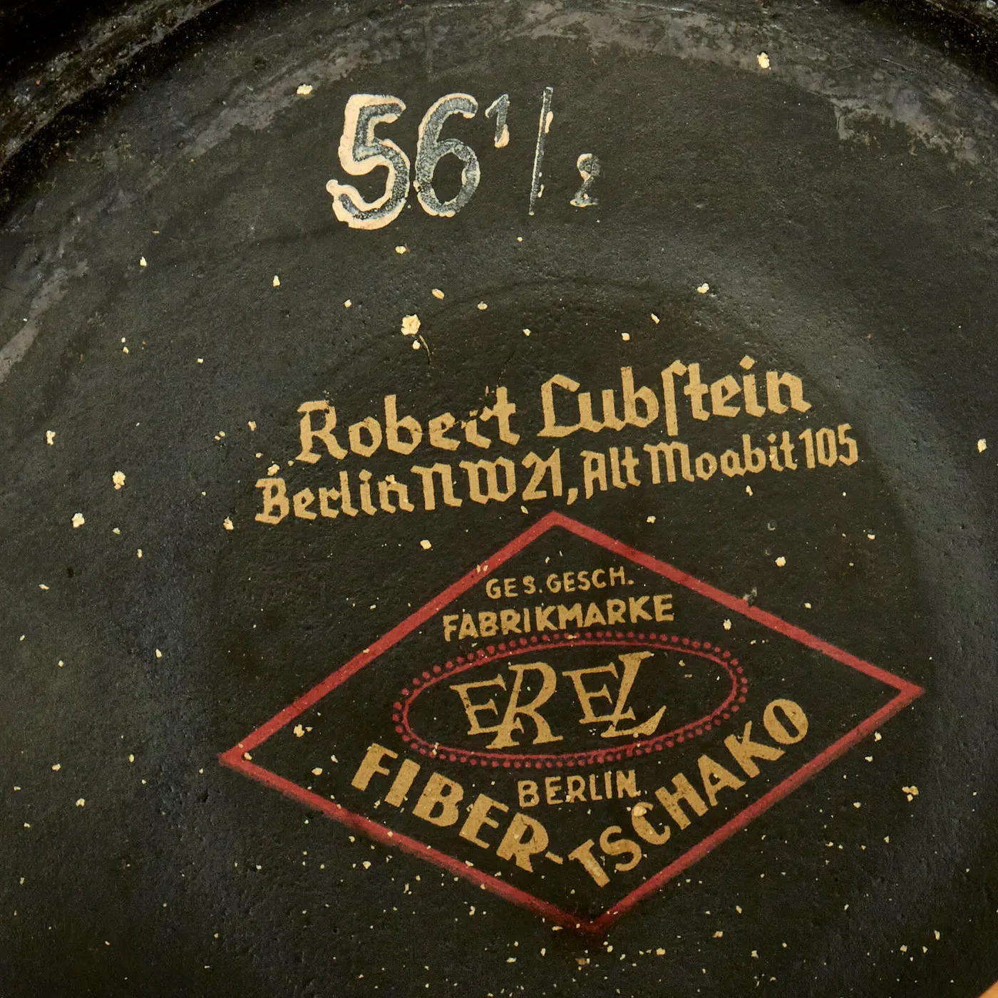 Original German WWII Late Pattern Metropolitan Police Shako by EREL with Cockade & Chinstrap - Size 56 1/2