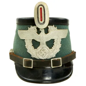 Original German WWII Late Pattern Metropolitan Police Shako by EREL with Cockade & Chinstrap - Size 56 1/2