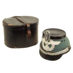 Original Rare Cased German WWII Late Pattern High End Metropolitan Police Shako with Chins Scales & Cockade