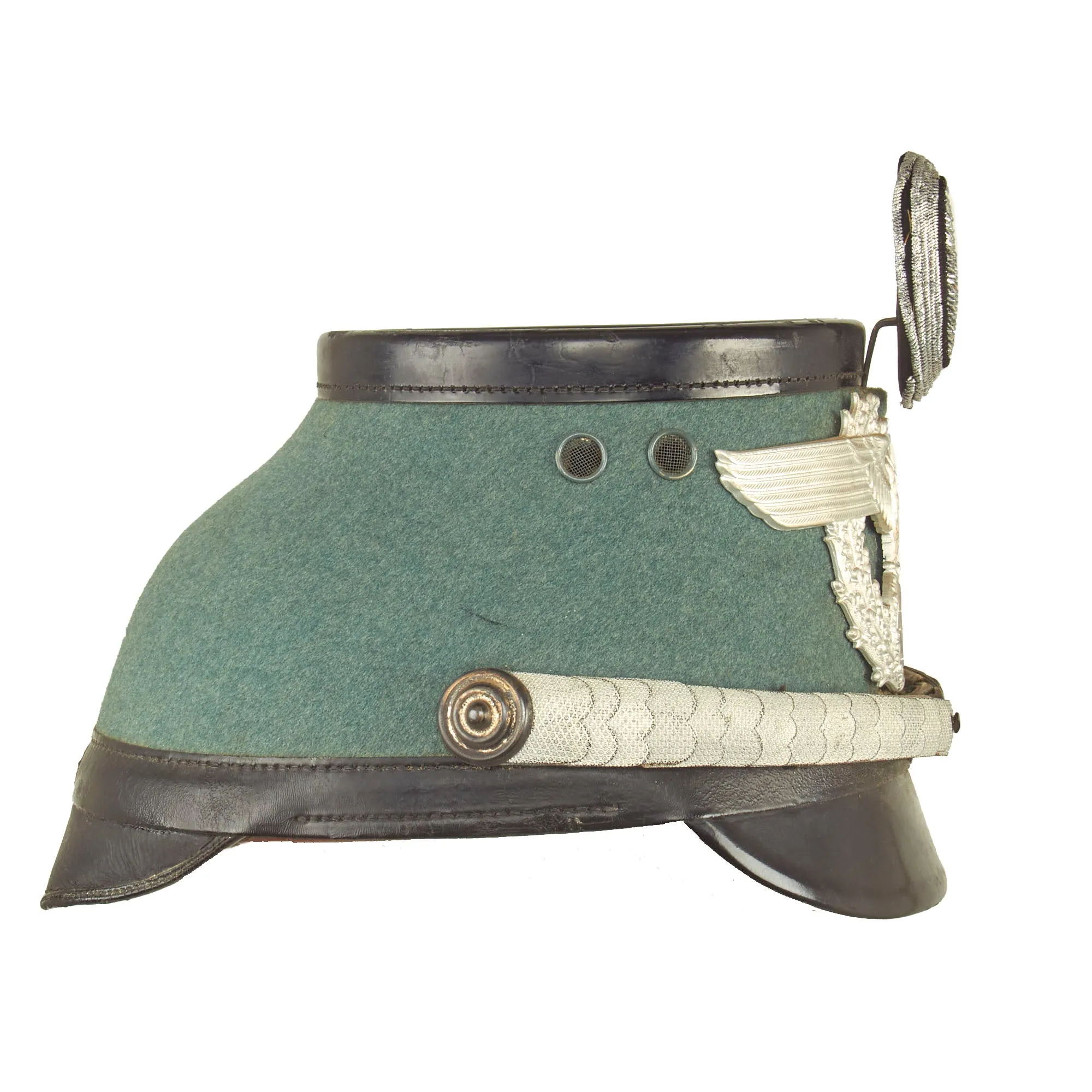 Original Rare Cased German WWII Late Pattern High End Metropolitan Police Shako with Chins Scales & Cockade
