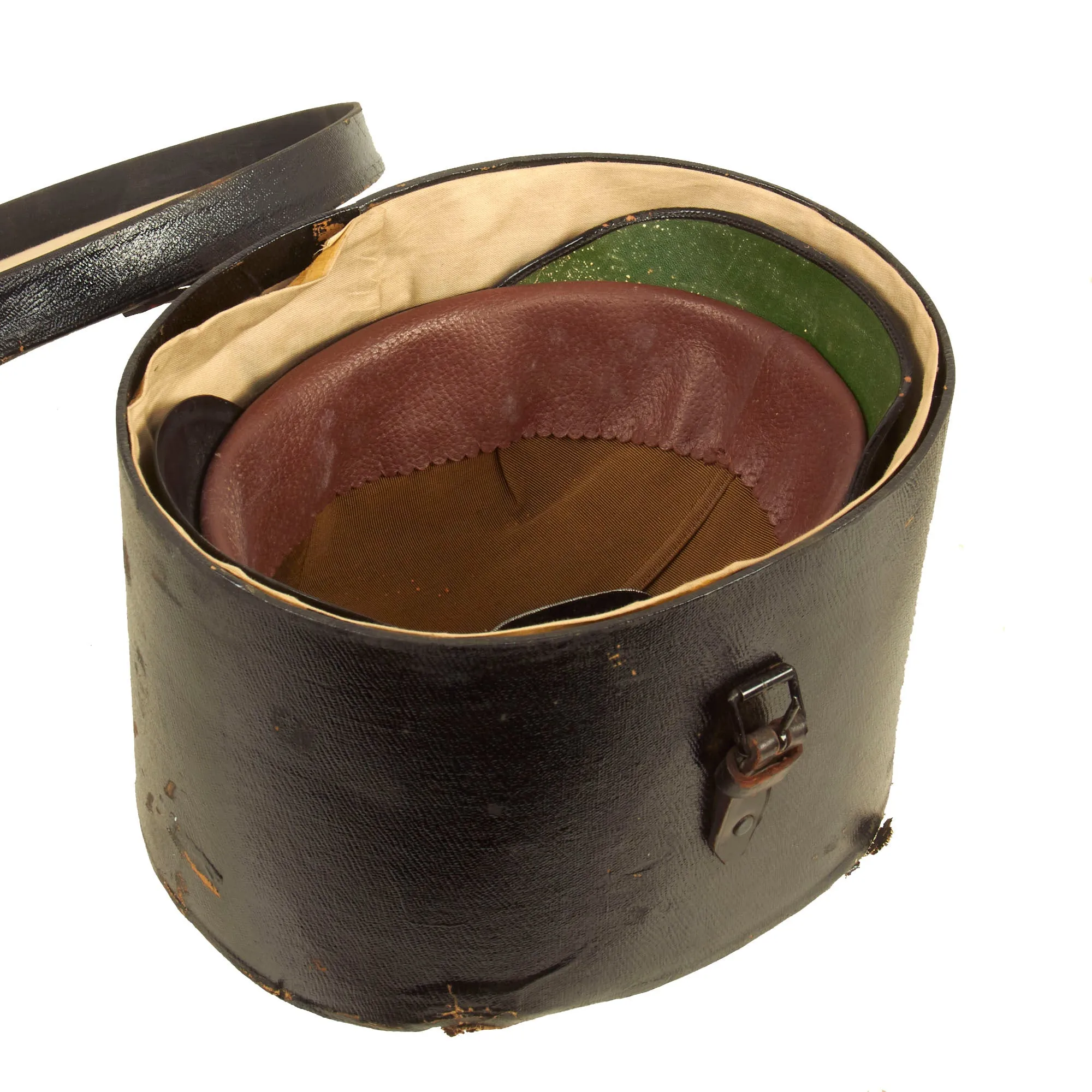 Original Rare Cased German WWII Late Pattern High End Metropolitan Police Shako with Chins Scales & Cockade