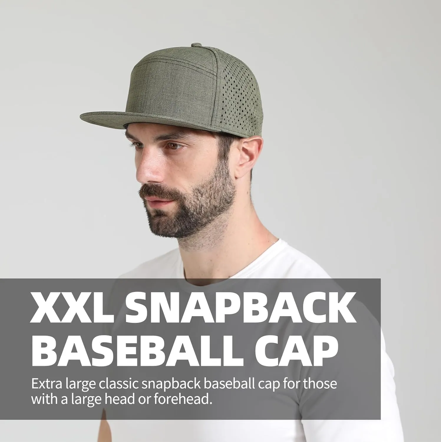 Oversize XXL Blank Flatbill Mesh Snapback Cap for Big Head 23.6"-25.6" Extra Large 6 Panel Camper Style Hat Baseball Cap