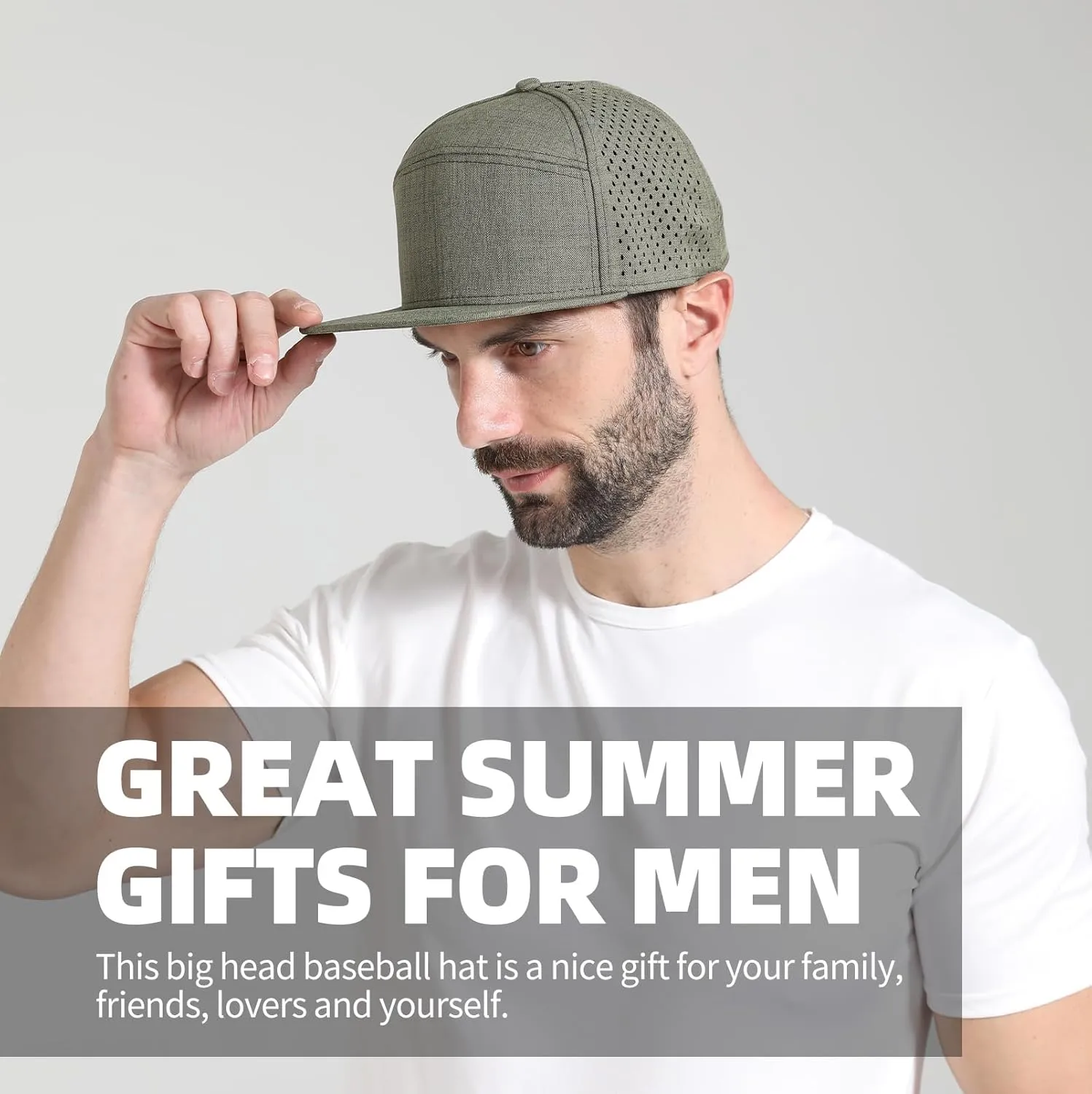 Oversize XXL Blank Flatbill Mesh Snapback Cap for Big Head 23.6"-25.6" Extra Large 6 Panel Camper Style Hat Baseball Cap