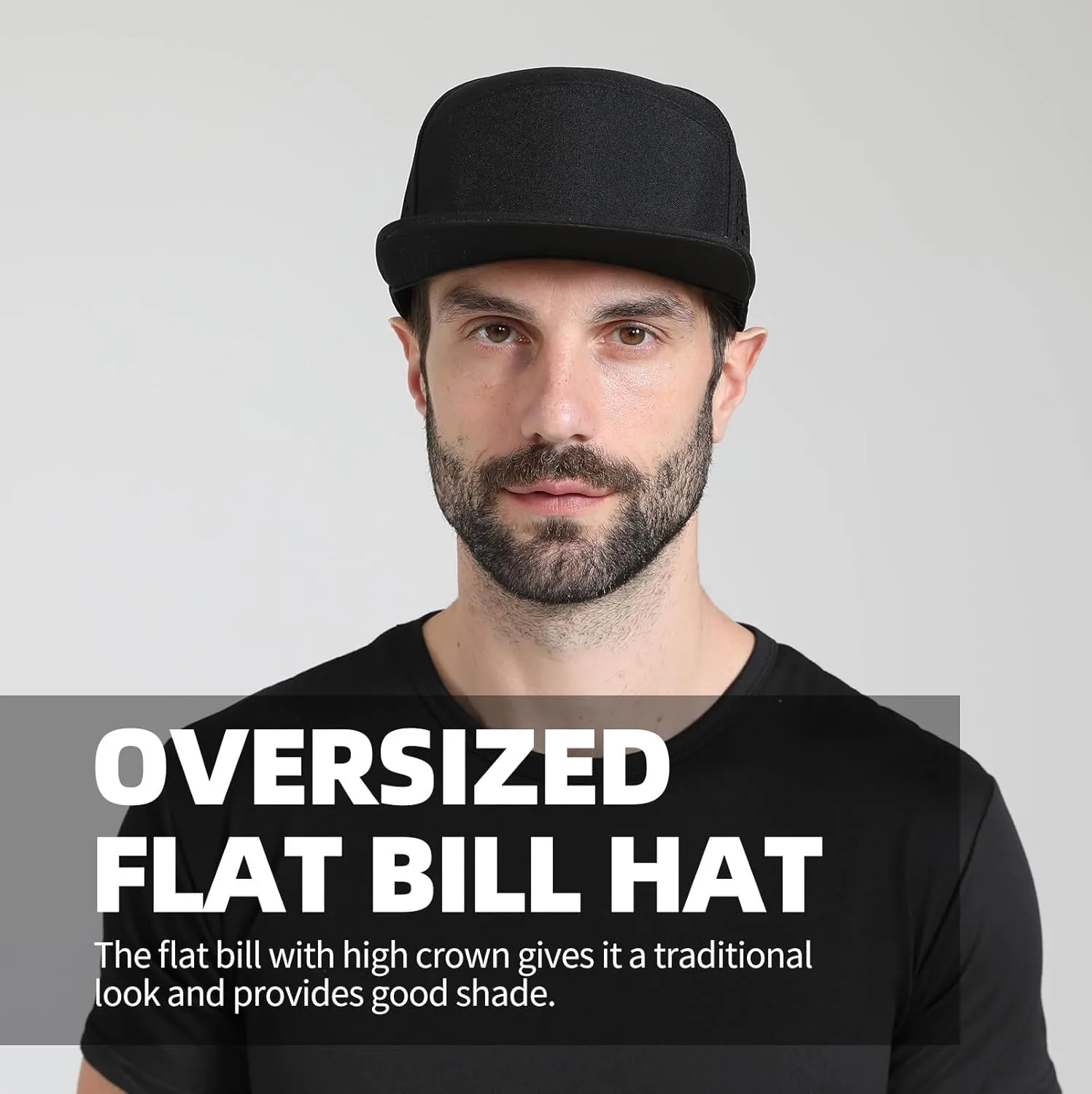 Oversize XXL Blank Flatbill Mesh Snapback Cap for Big Head 23.6"-25.6" Extra Large 6 Panel Camper Style Hat Baseball Cap