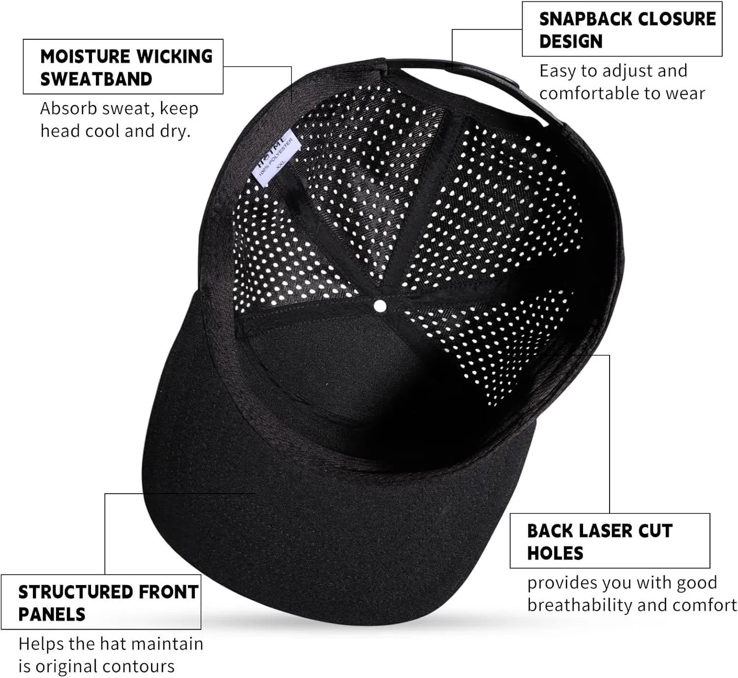 Oversize XXL Blank Flatbill Mesh Snapback Cap for Big Head 23.6"-25.6" Extra Large 6 Panel Camper Style Hat Baseball Cap