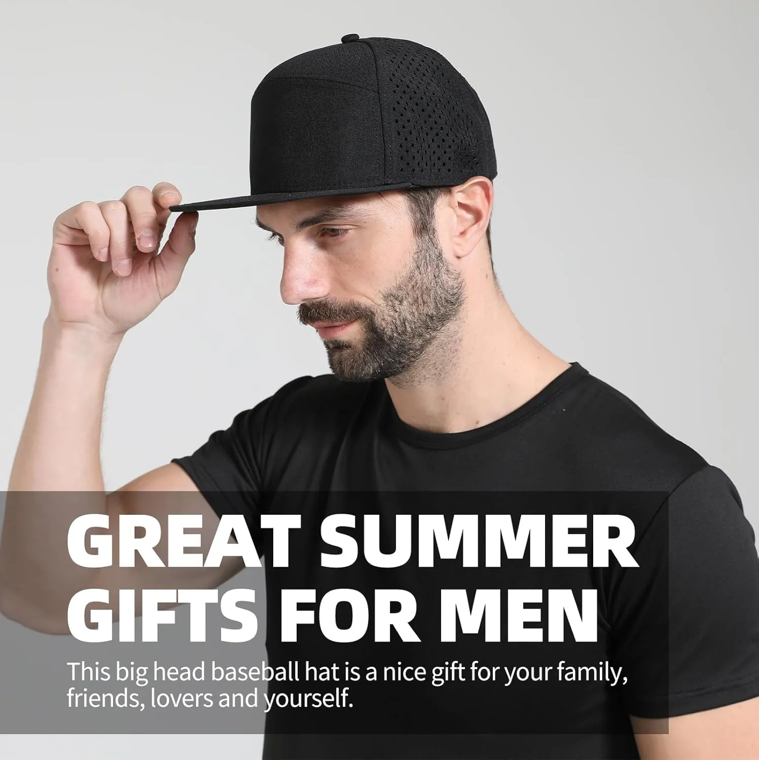 Oversize XXL Blank Flatbill Mesh Snapback Cap for Big Head 23.6"-25.6" Extra Large 6 Panel Camper Style Hat Baseball Cap