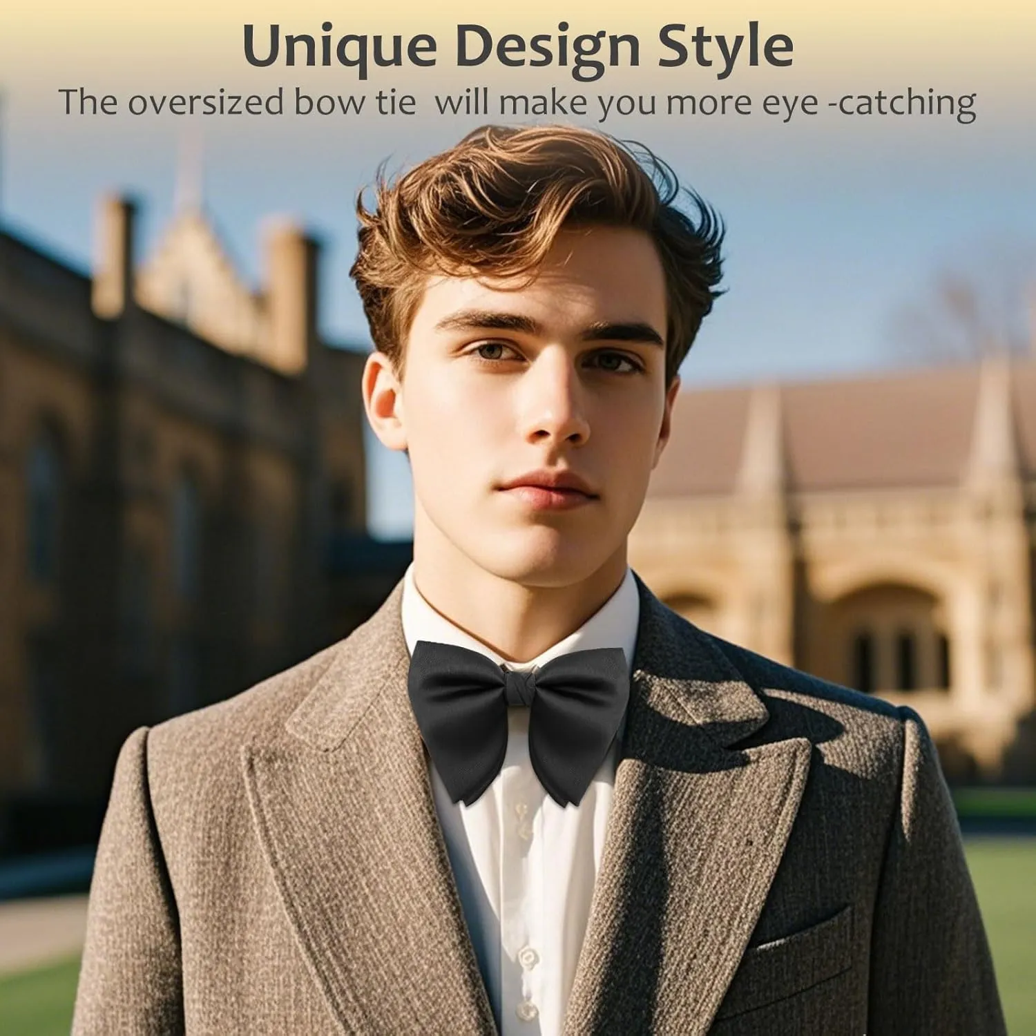 Oversized Bow Ties for Men, Adjustable Pre Tied Mens Bow Tie, Tuxedo Bowties Men for Wedding Party Graduation Proms