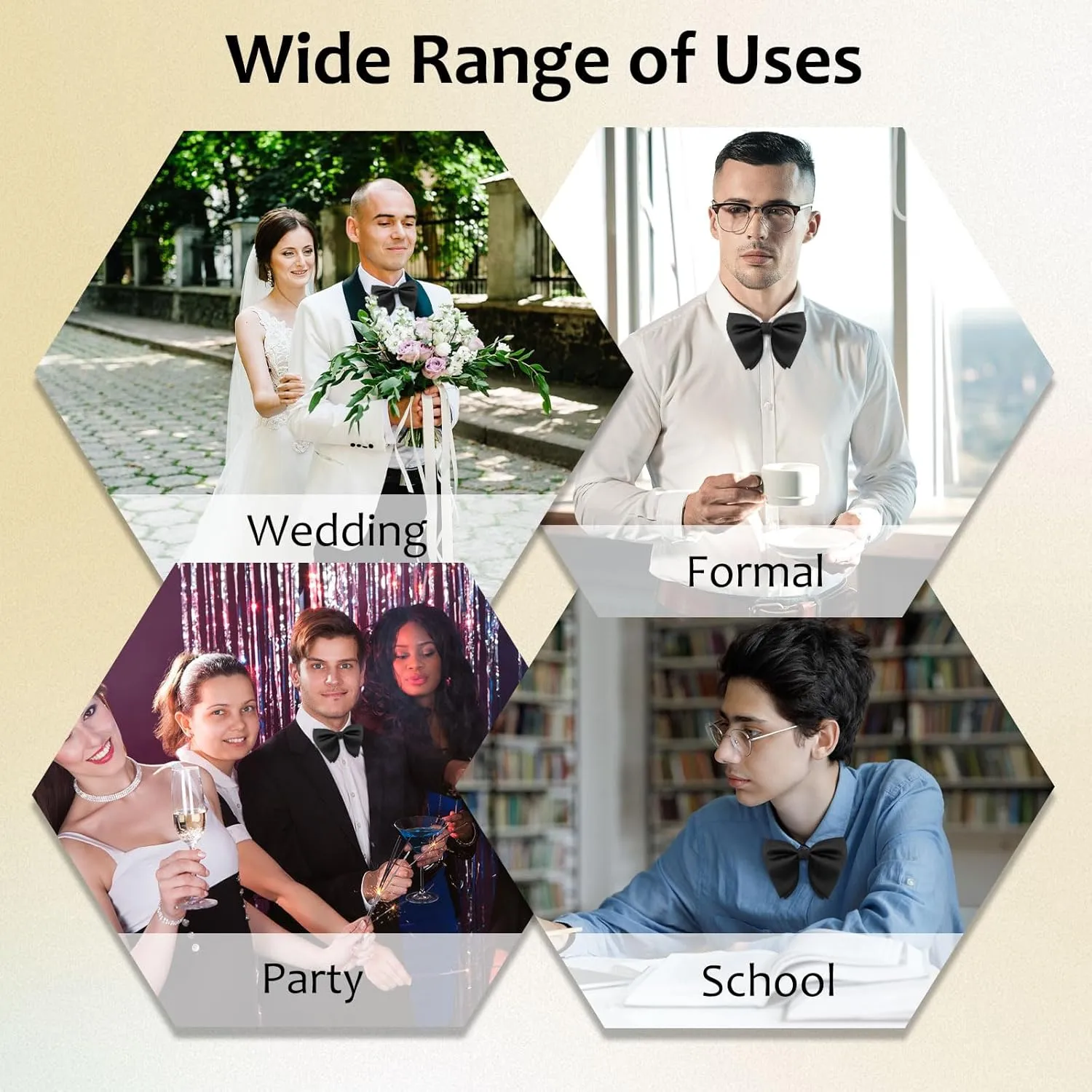 Oversized Bow Ties for Men, Adjustable Pre Tied Mens Bow Tie, Tuxedo Bowties Men for Wedding Party Graduation Proms