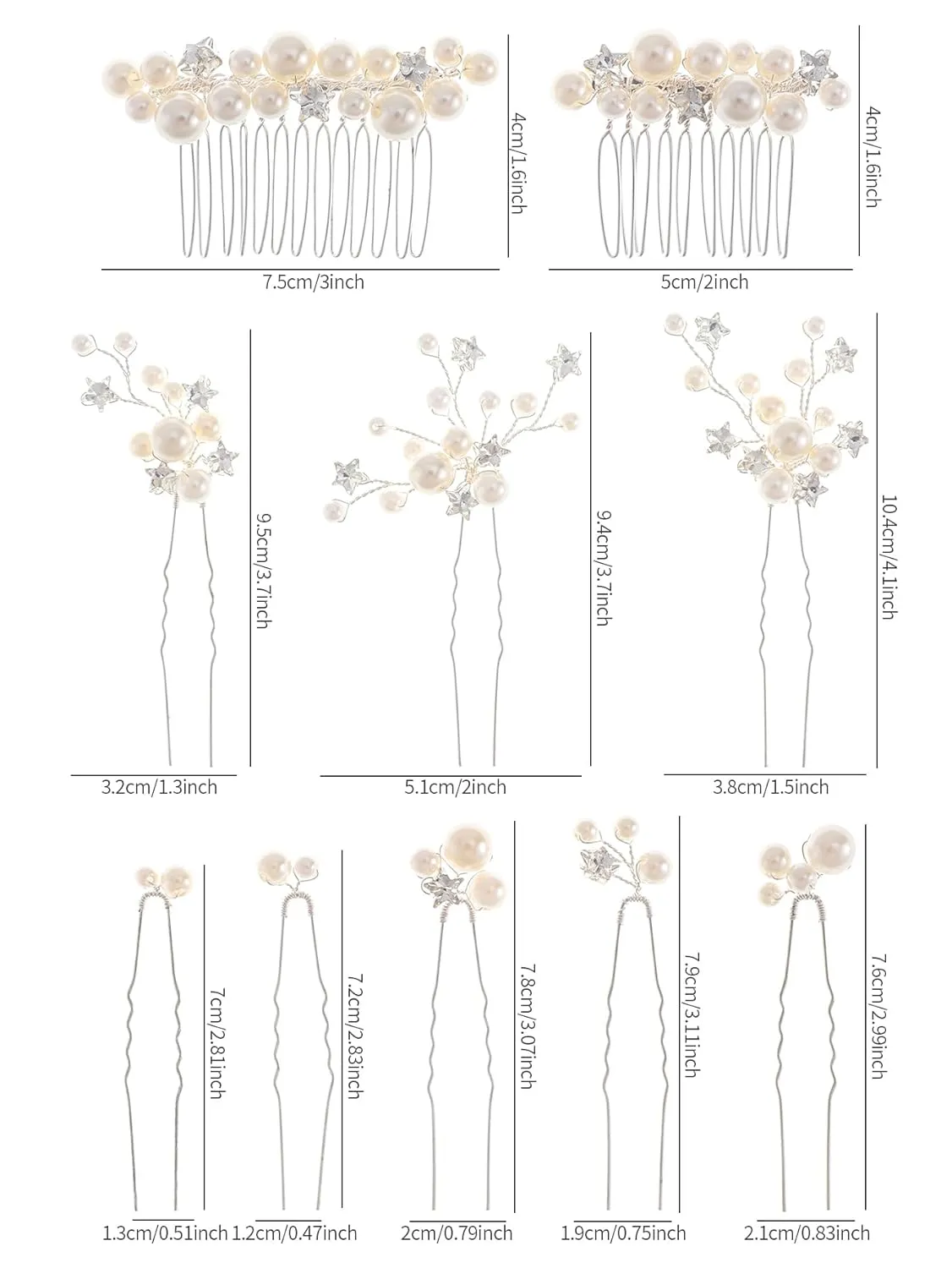Pearl Bridal Hair Pins Wedding Hair Comb Bridal Hair Accessories for Wedding Brides Women Girls Star Shape