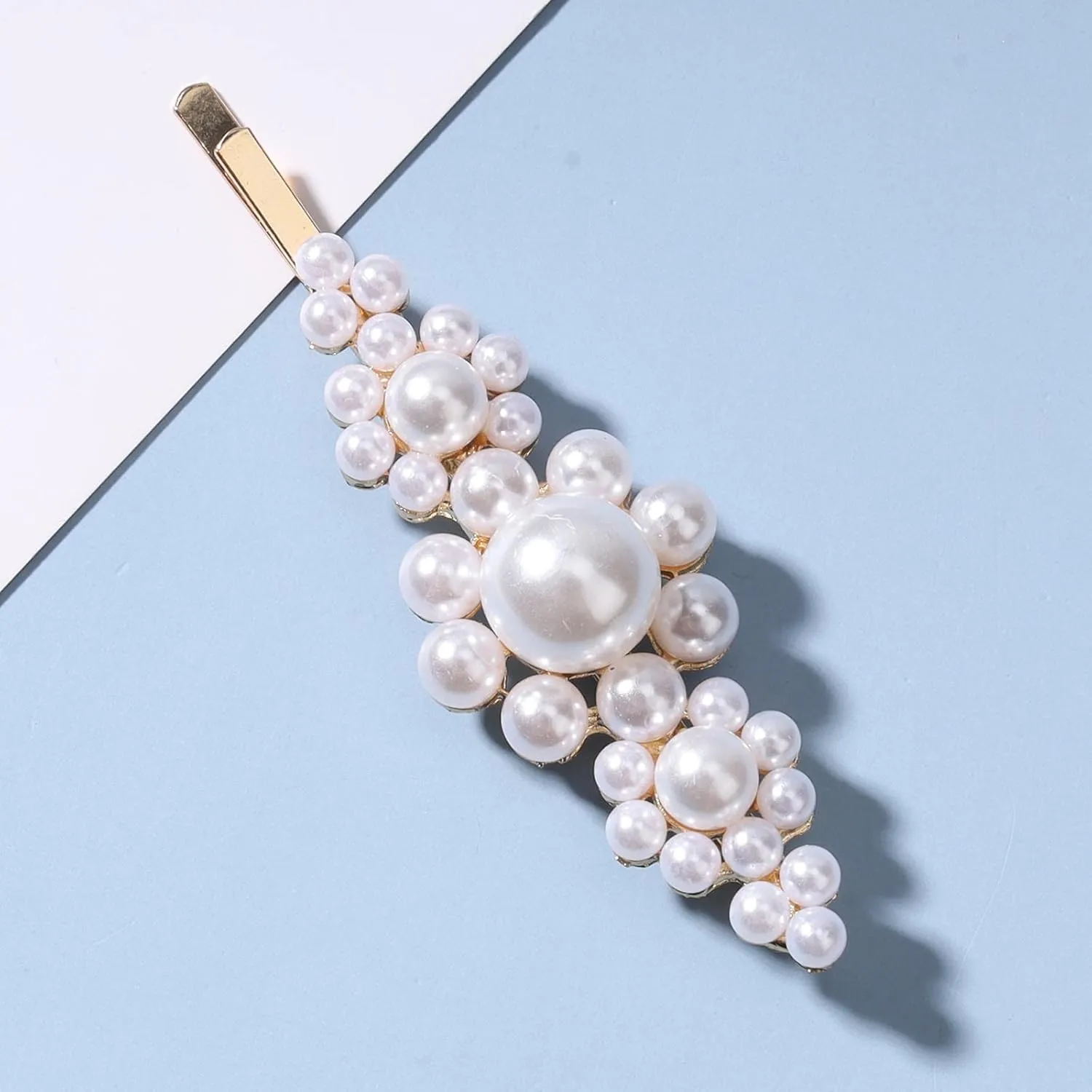 Pearl Wedding Hair Pin Clips Gold Pearl Hair Barrette Bridal Headpieces Decorative Hair Pins Headwear Pearl Hair Clip Bride Hair Accessories for Women and Girls Gifts (Pearl A)