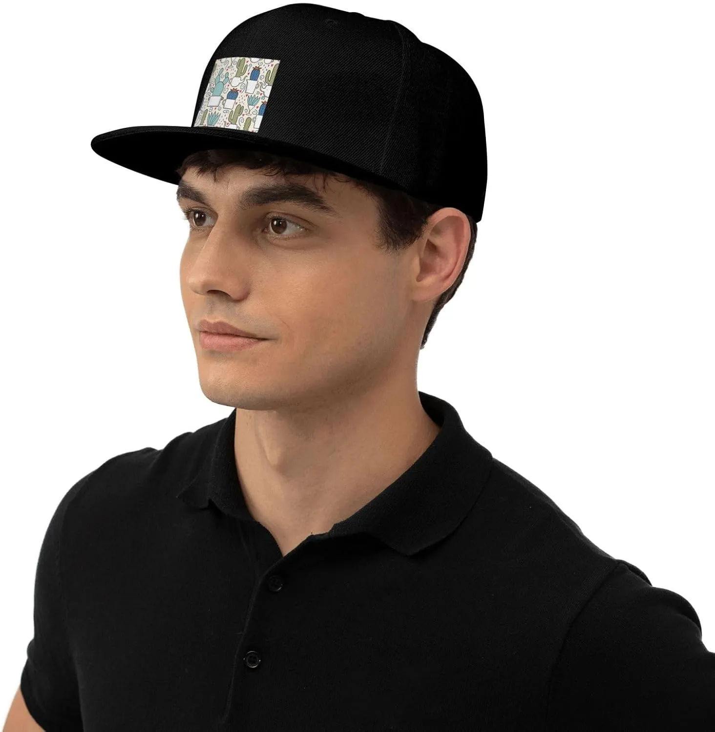 POOEDSO Saguaro Cactus Seamless Pattern Snapback Hats for Men Baseball Cap Trucker Hat Flat Brim Hats