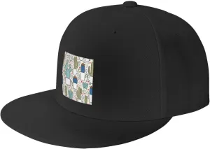 POOEDSO Saguaro Cactus Seamless Pattern Snapback Hats for Men Baseball Cap Trucker Hat Flat Brim Hats